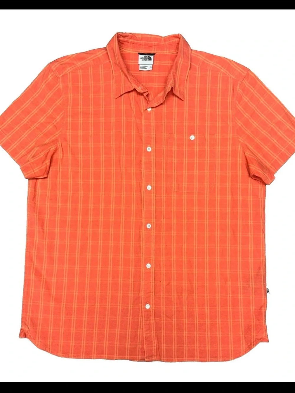 The North Face Loghill Men's Orange Plaid Short-Sleeve Button-Up Shirt